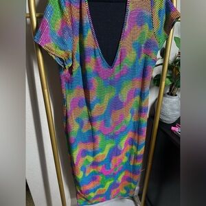 Multicolor V-Neck Midi Dress